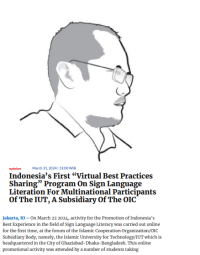 Image of Indonesia’s first “Virtual Best Practices Sharing” program on sign language literation for multinational participants of The IUT, A Subsidiary Of The OIC