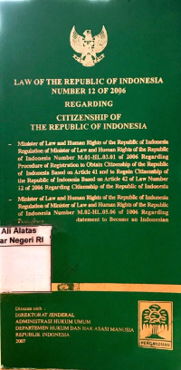 Image of Law of the republic of Indonesia number 12 of 2006
